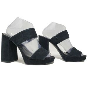 BP. Sofia Platform Suede Sandal In Black 8.5 M